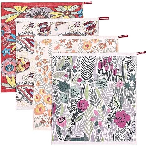 Kitchen Towels with Hanging Loop Absorbent Cotton Floral Design Quick Dry Tea Towels 40 x 15 cm (1/5)