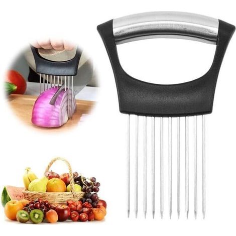 Stainless steel onion slicer, lemon slicer, vegetable cutter, kitchen knife slicing tool, meat, onion, potato, tomato home cooking tools (1PCS) (1/4)