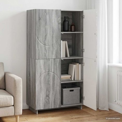 vidaXL Aparador alto Sonoma gris 79 x 41 x 151 cm Madera de ingeniería (1/5)