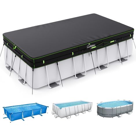 Bâche de piscine rectangulaire de 2,1 x 3 m avec bandes réfléchissantes, bâche solaire pour piscine hors sol, avec attache de corde et clous lumineux pour piscines rectangulaires ou ovales (1/5)