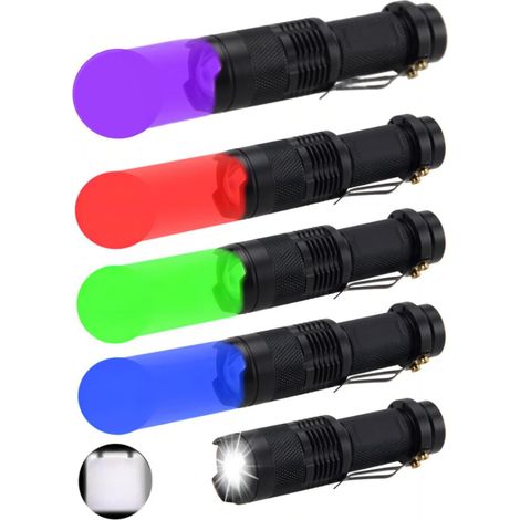 Lampe Torche Rouge, Lampe de Poche Rouge LED, 3 Modes, Étanche, Portable, Zoomable Lampe Lumiere Rouge pour Camping, Pêche, Astronomie (Lot de 5) (1/5)