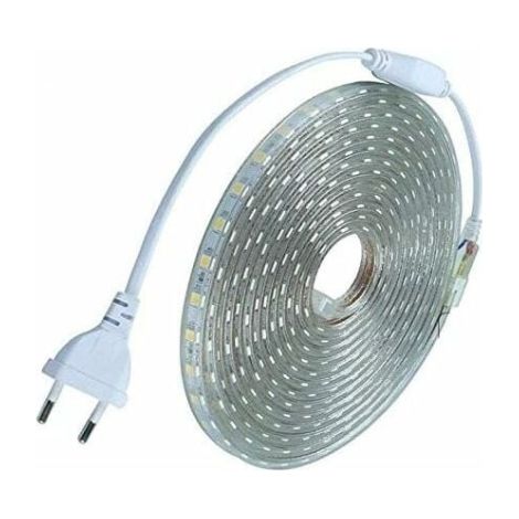 Kit completo di strisce LED da 5 m, 220 V, silicone, impermeabile IP68, bianco freddo 6000 K, SMD5050, 60 LED/m - senza trasformatore, larghezza 8 mm (1/4)