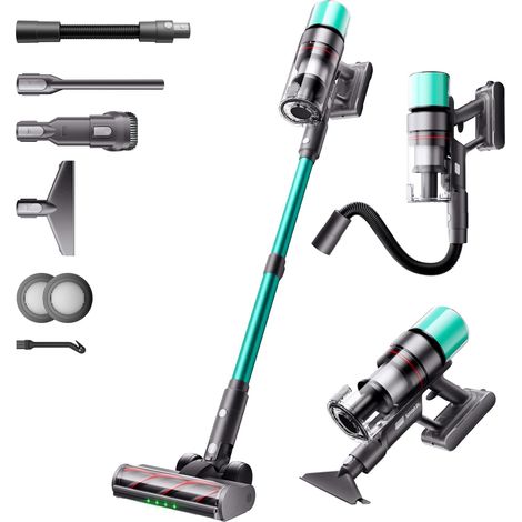 V5 Pro Aspirateur Balai sans Fil, 55Kpa/600W/80Min, Tuyau Flexible de 1 m  Aspirateur puissant avec mode AUTO, 1.5L, filtre HEPA et système anti-enroulement pour sols et tapis (1/5)