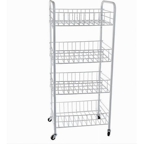 Trade Shop - CARRELLO IN METALLA DA BAGNO PORTAOGETTI 4 RIPIANI PORTA OGGETTI MIT RUOTE 52532 -
