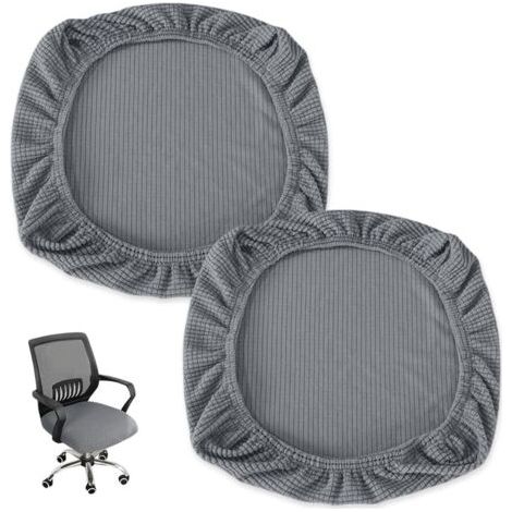 2 Pièces Housse Tabouret Rond, Extensible pour Chaise de Salle à Manger, Pivotant de Bar, Protege Siege Bureau, Lavable,Gris (1/5)