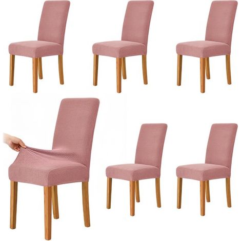 Fundas para sillas de comedor,Paquete de 6,Fundas para sillas,Fundas decorativas para asientos,Largo/Ancho/Alto: 38,48 / 38,48 / 47,58 cm (1/5)