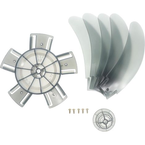 Remplacement des Pales de Ventilateur à Feuilles 45 Cm en Plastique Gris 5 Pales Renforcées pour Ventilateur sur Pied et Ventilateur de Table, Flux d’Air Puissant pour Maison (1/5)