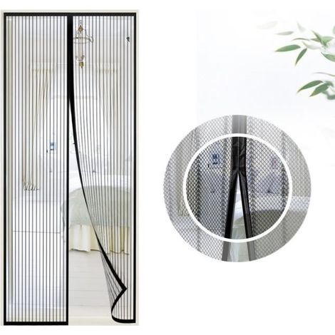 Moustiquaire porte Magnétique 90x210cm Rideau Moustiquaire à Aimantée pour Couloirs, Portes, Patio (Noir) (1/4)