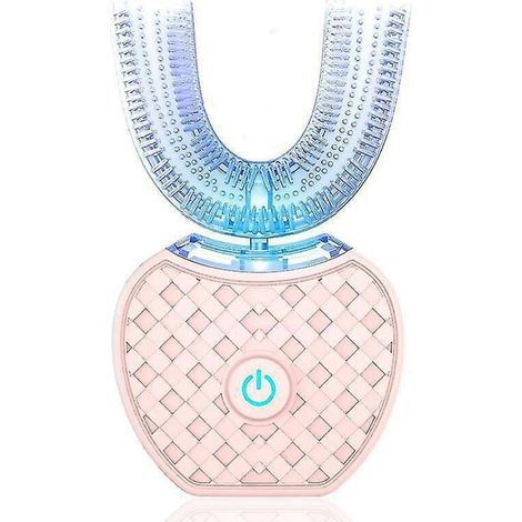 Elektrische Zahnbürste, automatische Zahnbürste, U-förmige Schallzahnbürste, Zahnaufhellungsset mit Ersatzbürstenkopf, rosa (1/5)