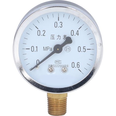 Jauge de pression 1/4 NPT, cadran clair, haute précision, boîtier en fer, pour eau de ville, pétrole et chimie. (1/5)