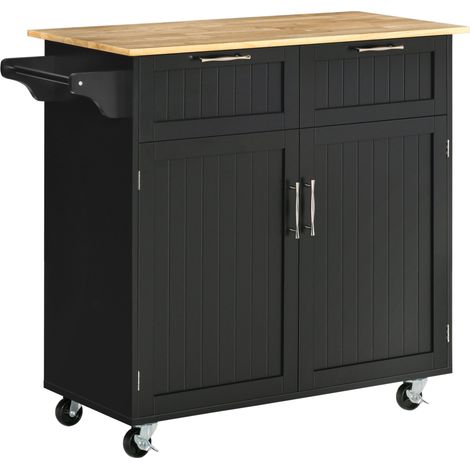 Carrello da Cucina 104x46x91 cm con Ruote in Legno Nero (1/5)