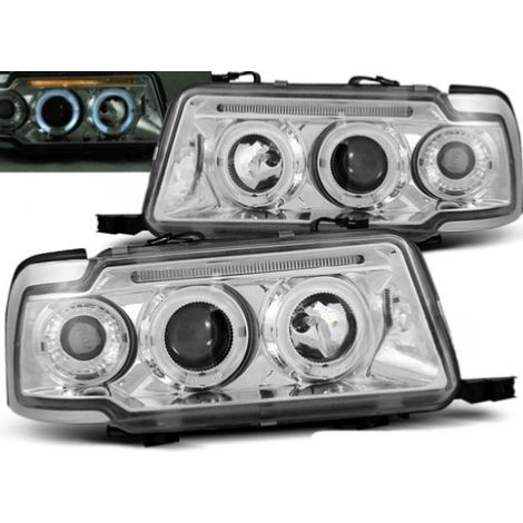 Paire de feux phares Audi 80 B4 berline de 1991 a 1996 Angel eyes chrome-27360958 (1/2)