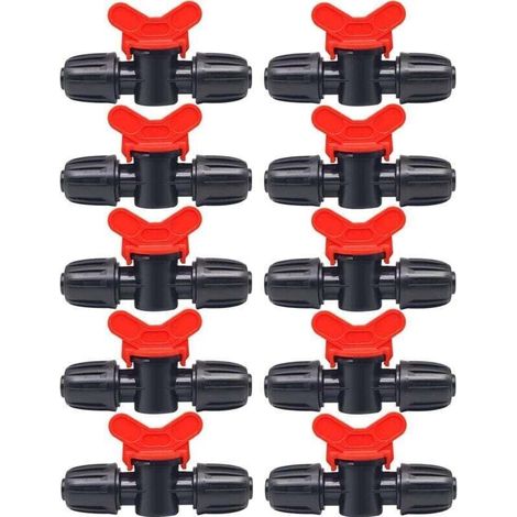 Ulisem10 Pièces Vanne Commutation d'Irrigation, Irrigation Pipe Valve Switch,Robinet Barbelé Double Mâle, pour L'irrigation des Pelouses de Jardin, pour 16mm Tuyau (1/4)