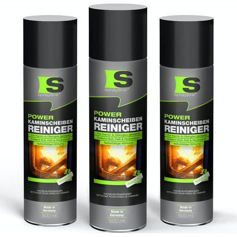 Spraytive 3x 500ml Power-Kaminscheibenreiniger – Aktivschaum für Kamin - & Ofenglas, entfernt Ruß & Fett (1/5)