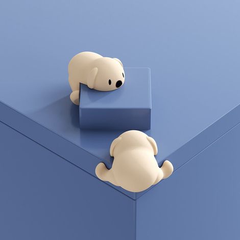 2pcs Protège-coins en silicone motif dessin animé chien/ours, sécurité anti-collision pour tables et meubles. (1/5)