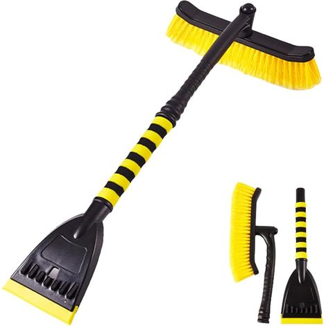 Brosse à neige et grattoir à glace pour voiture - Design amovible - Longue poignée rotative en mousse - Accessoire de voiture (1/5)