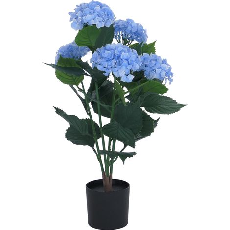 [NON UTILIZZATO] Ortensia artificiale HHG-035, pianta decorativa, con vaso, per esterni, in polietilene, 60x40x40 cm, blu (1/5)