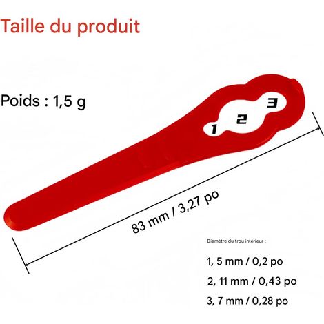 Lame de coupe-herbe en plastique 83mm, multi-trous 5/7/11mm, pour débroussailleuse lithium (1/3)