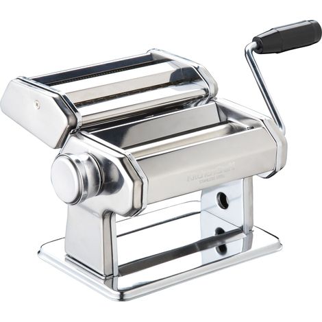 KitchenCraft World of Flavours Pasta Maker, Macchina per la pasta manuale con 9 spessori regolabili, doppia taglierina italiana Deluxe, Acciaio inossidabile (1/5)