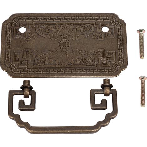 Antiker quadratischer Türgriff aus massivem Kupfer für chinesische Möbel, klassischer Schubladen- und Schranktürgriff, dick, antikbronzefarben. (1/5)