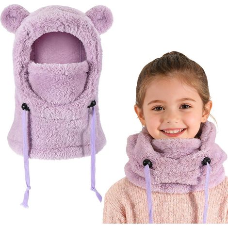 Kinder Thermo Sturmhaube Fleece 3-10 Jahre Lila Winddicht Warm Verstellbar (1/5)