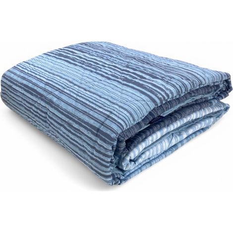 Bleu Kot Stripe Light Quilt - Printemps Eté Couette - 100 % Coton - Hypoallergénique - Fabriqué en Italie Cm. 170x270