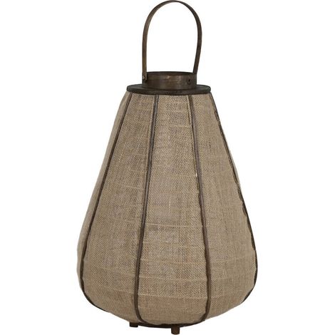 Photophore oriental en jute et bambou esprit naturel - Naturel jute et bambou bronzé (1/4)