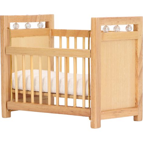 Lit bébé miniature en bois 1:12 pour poupée, meuble décoration maison de poupée, accessoire lit simulé cadeau enfant