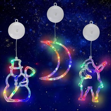 Lot de 3 LED lumière fenêtre Noël ventouse deco Noël fenêtre lumineux (1/4)