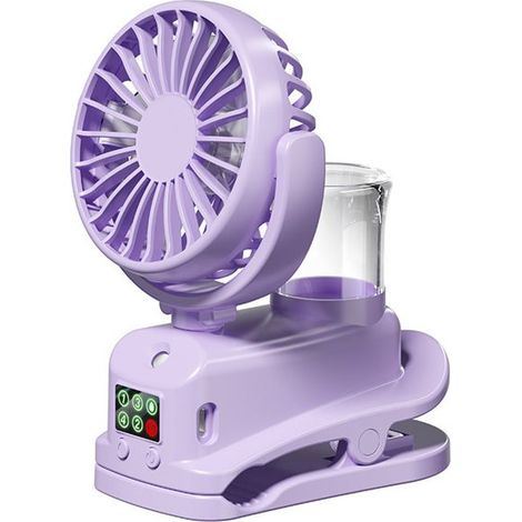 Ventilatore nebulizzatore a clip - Ricaricabile tramite USB - Portatile - Silenzioso - Viola (1/4)