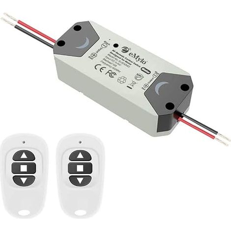 Contrôleur Moteur RF 433MHz DC 5-24V, Module Relais Commande Avant/Arrière, 2 Télécommandes, Installation Sans Tournevis, 10A 200W pour Porte Roulante Rideau Pompe à Eau (1/5)