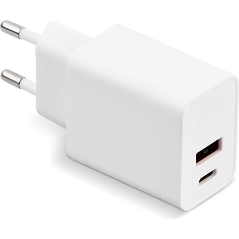 Chargeur USB C Rapide, 35 W, 2-Port Prise Secteur Multiple PD+QC Type C Adaptateur, GaN Prise Secteur, Bloc d'alimentation USB c (Blanc)