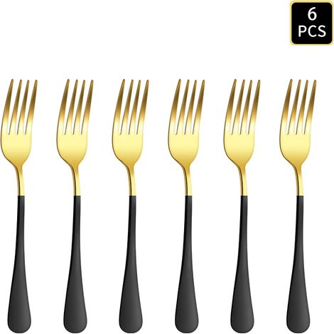 (fourchette 6 pièces) Ensemble de couverts en acier inoxydable, couteau à manche rond 1010, fourchette et cuillère, ensemble de couverts ménagers. (1/2)