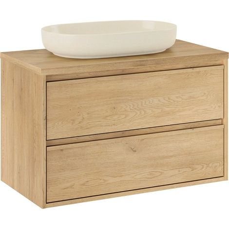 Waschtisch 80cm Edmé mit 2 Schubladen, Holzoptik (1/5)
