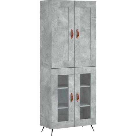 Maison Exclusive - Buffet haut Gris béton 69,5x34x180 cm Bois d'ingénierie (1/5)