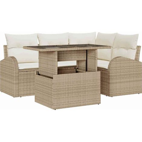 Maison Exclusive - Gartensofa-set mit Kissen mit Speicher 5 pcs B