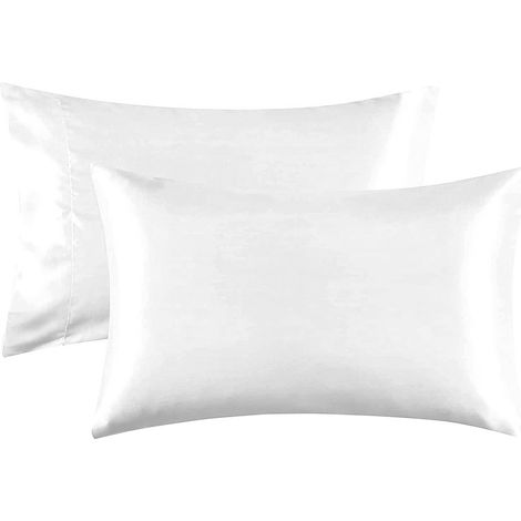 Zwei weiche Kissenbezüge aus Seidensatin für Haar und Haut, waschbar, aus Imitationsseide.