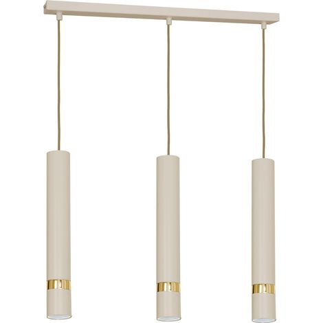 Suspension Reno Luminex 3 tubes crème-or 60 cm GU10