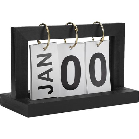 Calendrier en bois noir rétro à pages tournantes, décoration simple pour la maison, le bureau ou la salle d'étude