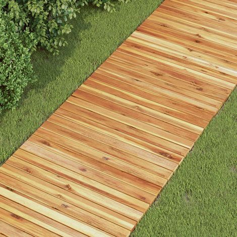 Chemin de jardin 3 pc Naturel 200 x 50 cm Bois d'Acacia Massif (1/5)