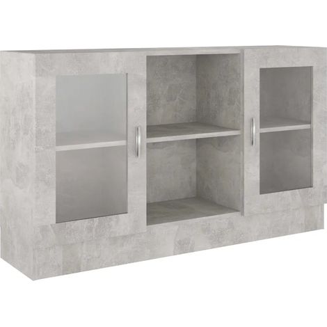 Vetrina moderna e pratica in legno grigio effetto cemento 120 x 30 x 70 cm stile minimalista 020047767