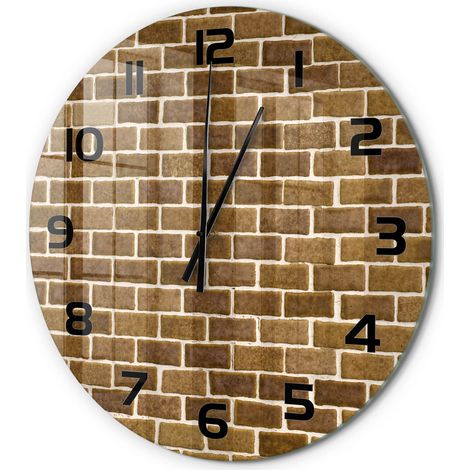 Horloge Murale Ronde Art Déco en Verre Silencieuse Décoration Intérieure Mur de briques fi 60 cm (1/5)