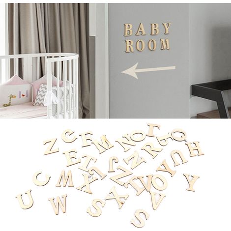 Jeux de Lettres en Bois Anglais - Lettres Alphabet pour Décorateur, 124 Pièces, Bois Composite, Décorations Naturelles pour Maison, Fêtes et DIY (1/5)