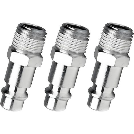 3 Pièces Raccord Rapide Mâle 1/4" Euro Conique Téflon, Kit Coupleur Pneumatique pour Air Comprimé, Compatible Compresseur et Tuyaux Industriels (1/5)