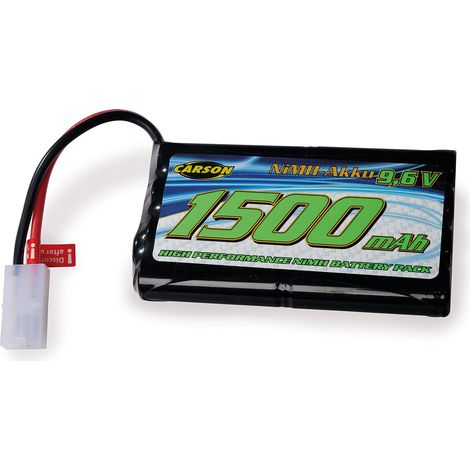 Carson 500608229 9,6V/1500mAh NiMH Race batteria TAM - ricaricabile, con connettore Tamiya, pacco batterie per auto RC, batteria di ricambio veicolo telecomandato, alta qualità, modellismo (1/2)