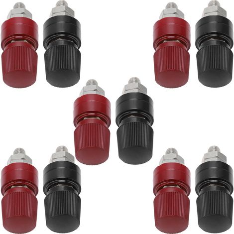 10 bornes bananes M8 plastique technique laiton nickelé pour onduleur machine à souder véhicule bateau solaire 5 rouges 5 noires (1/5)