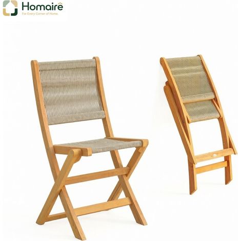Esszimmerstuhl aus beigem und beigem Akazienholz 48 x 55,5 x 88 cm HOMAIRE (1/5)