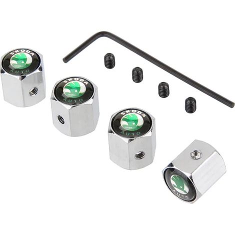 (D) Bouchons de tige de valve de voiture antivol adaptés pour Rapid Kodiaq GT Yeti Octavia 3 Fabia Superb Karoq Kamiq Scala Roomster Kodiak Citigo (1/5)