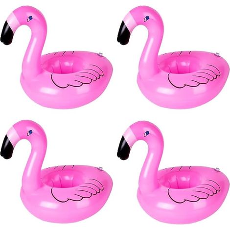 Lot de 4 petits porte-gobelets flamant rose gonflables, porte-gobelets pour piscine, porte-gobelets gonflables pour jacuzzi, mini porte-gobelets flottants flamant rose, porte-gobelets pour piscine (1/5)