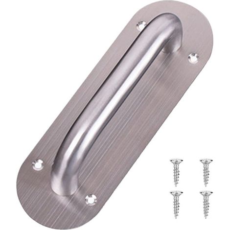 Poignée de Porte avec Plaque Arrière, 28cm Porte coulissante en acier inoxydable avec plaque arrière, Poignée de Traction de Porte Coulissante avec Plaque pour Portes de Grange Armoire Placard